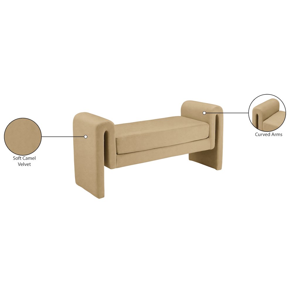 Sloan Camel Velvet Bench