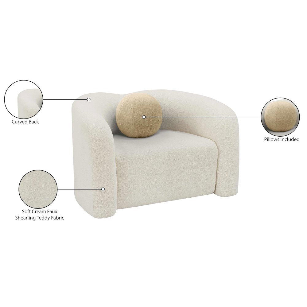 Kali Cream Faux Shearling Teddy Fabric Chair