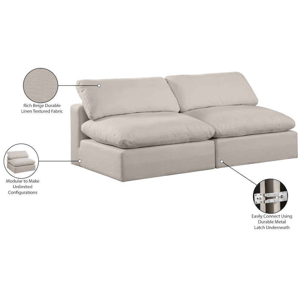 Comfy Beige Linen Textured Fabric Modular Sofa