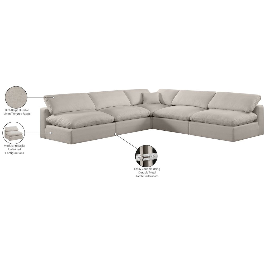 Comfy Beige Linen Textured Fabric Modular Sectional