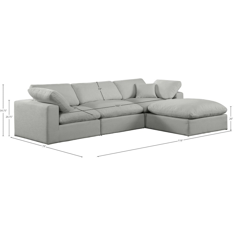 Comfy Grey Linen Textured Fabric Modular Sectional