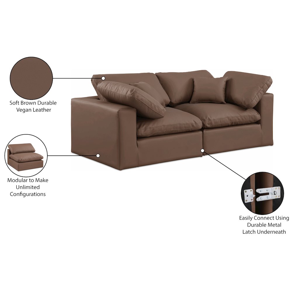 Comfy Brown Vegan Leather Modular Sofa
