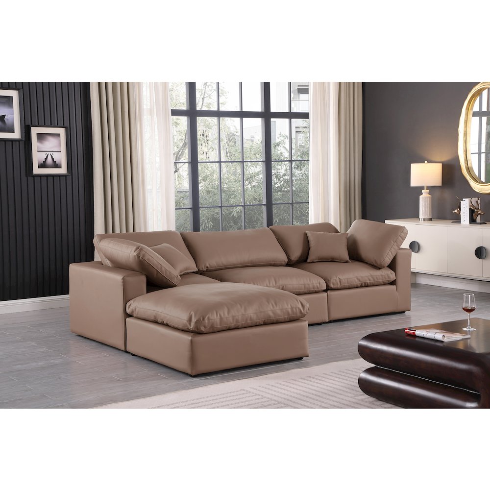 Comfy Brown Vegan Leather Modular Sectional