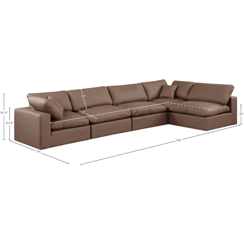 Comfy Brown Vegan Leather Modular Sectional