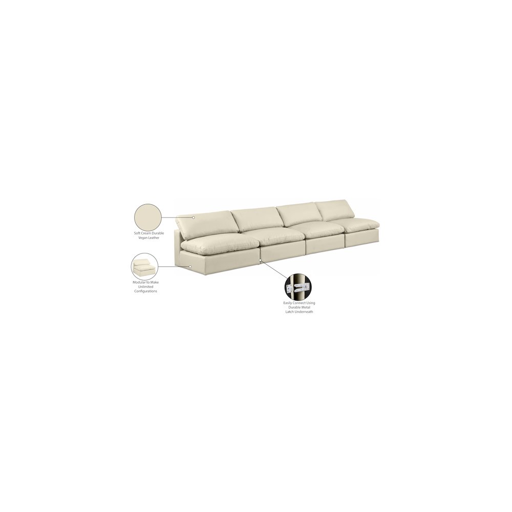 Comfy Cream Vegan Leather Modular Sofa