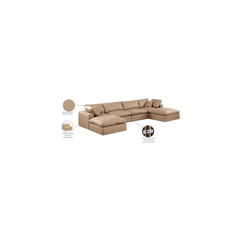 Comfy Tan Vegan Leather Modular Sectional