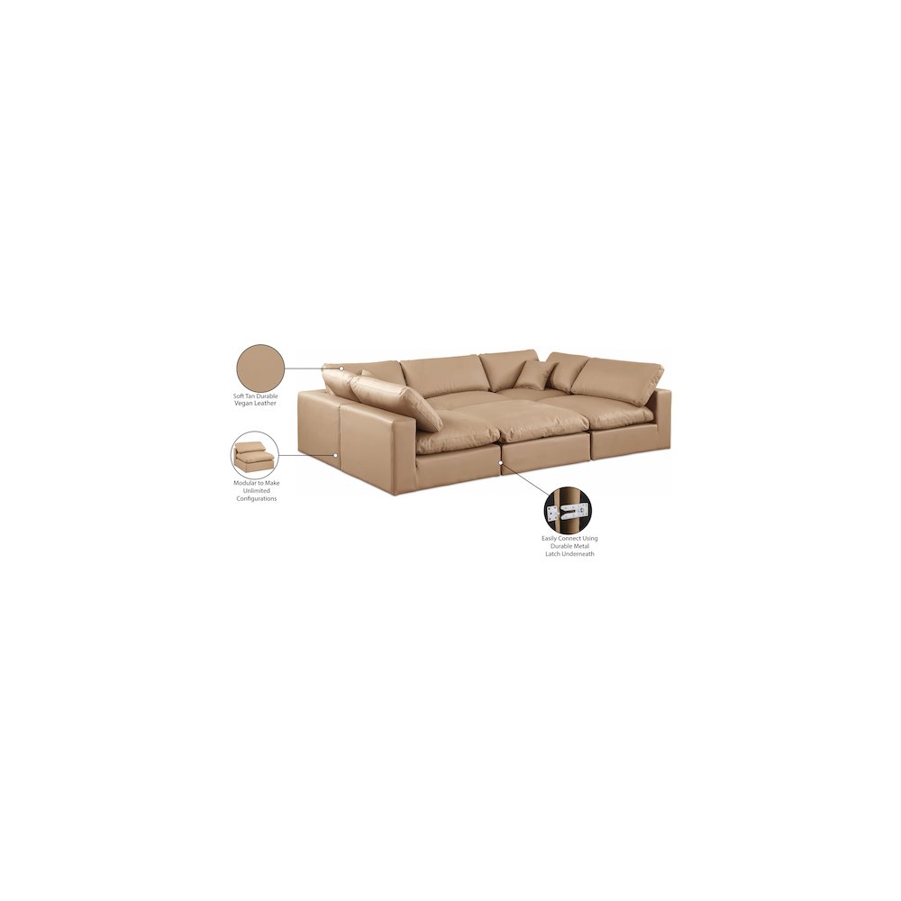 Comfy Tan Vegan Leather Modular Sectional