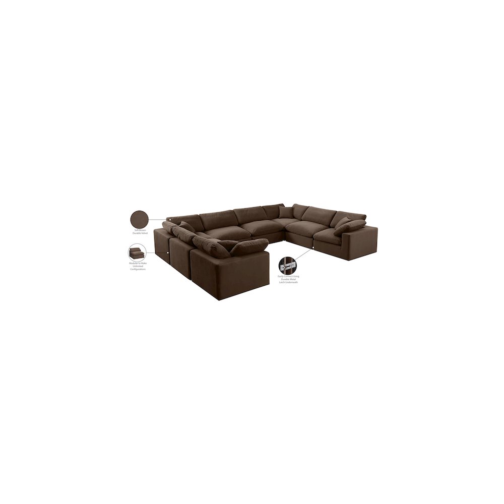 Comfy Brown Velvet Modular Sectional