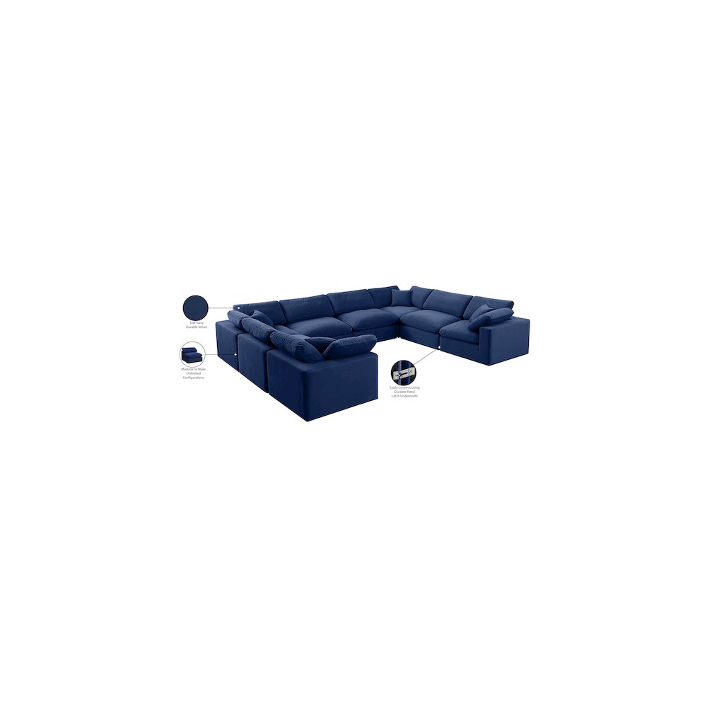 Comfy Navy Velvet Modular Sectional