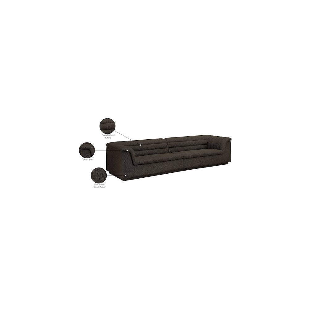 Cascade Brown Boucle Fabric Modular Sofa