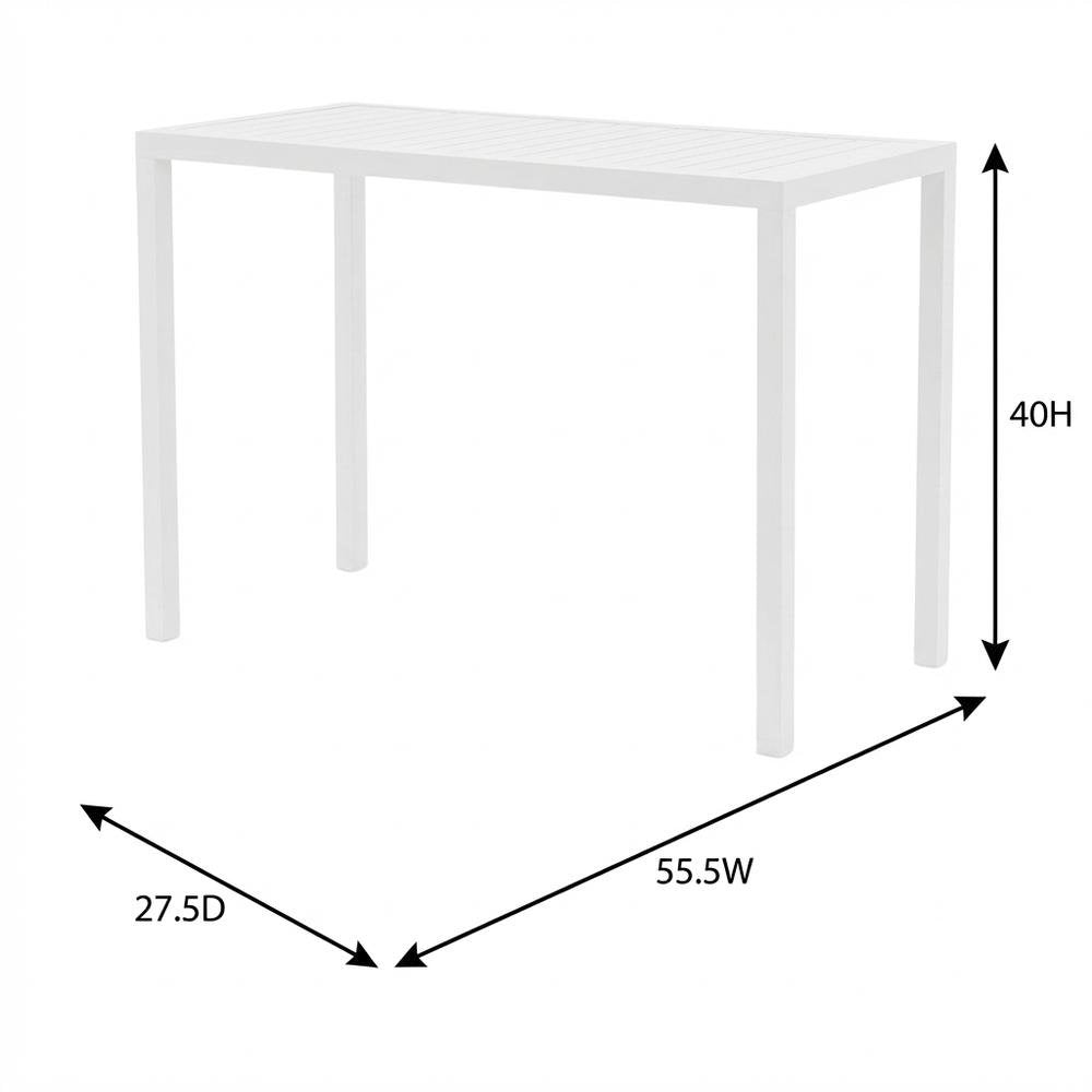 White Outdoor Patio Rectangle Bar Table With Contemporary Style