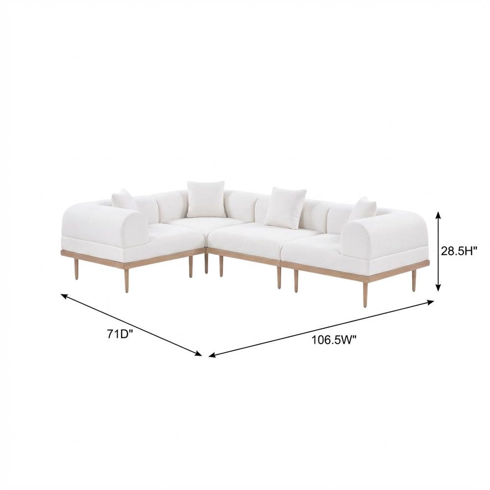 Cream Fabric Outdoor Modular Sectional With Cushions And Contemporary Style