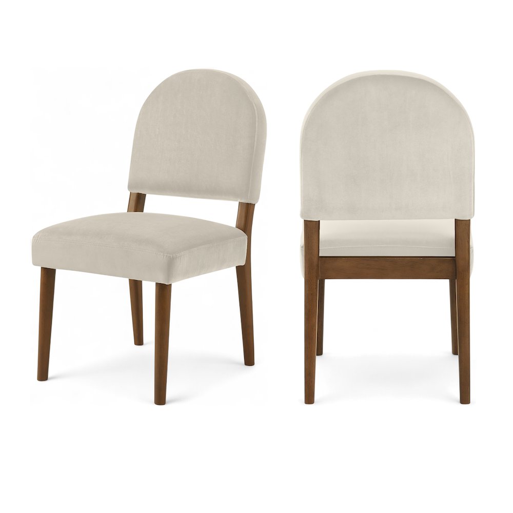 Varinelle Cream Velvet Upholstered Dining Chair, Set of 2