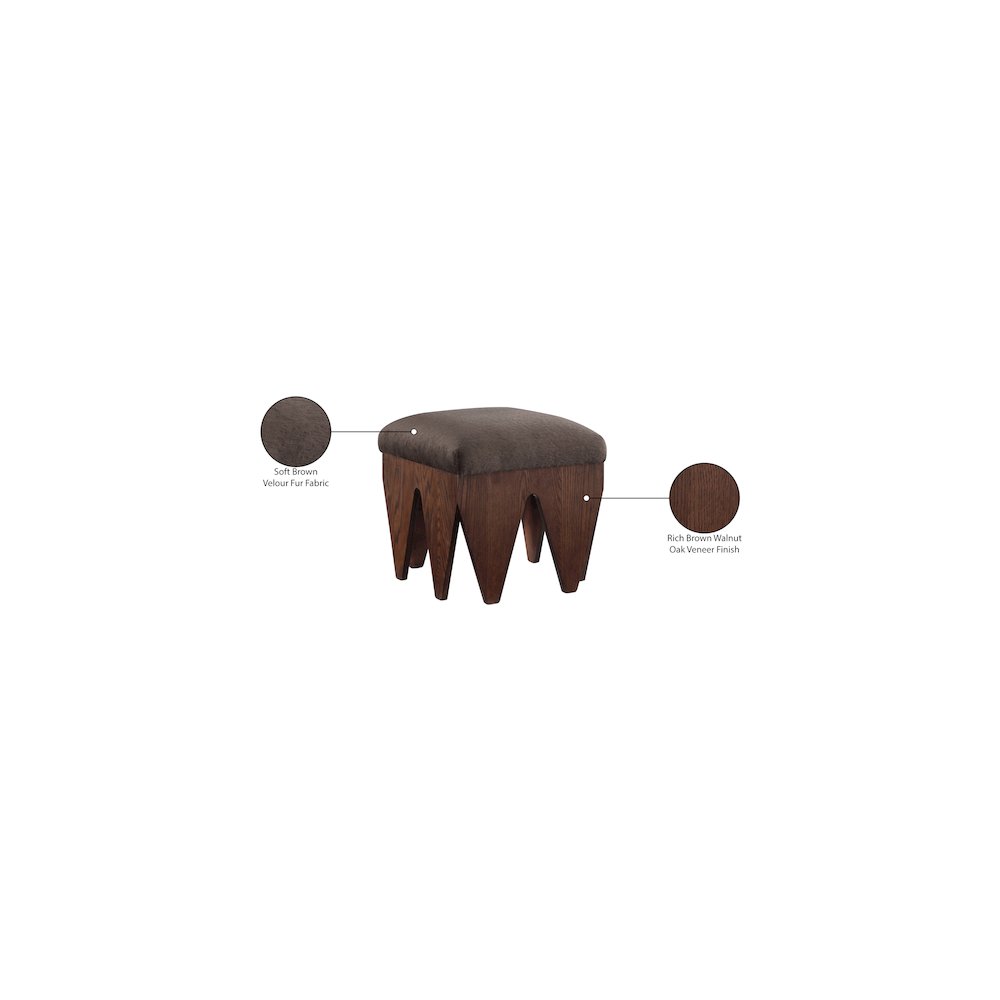 Altair Brown Velour Fur Fabric Bench