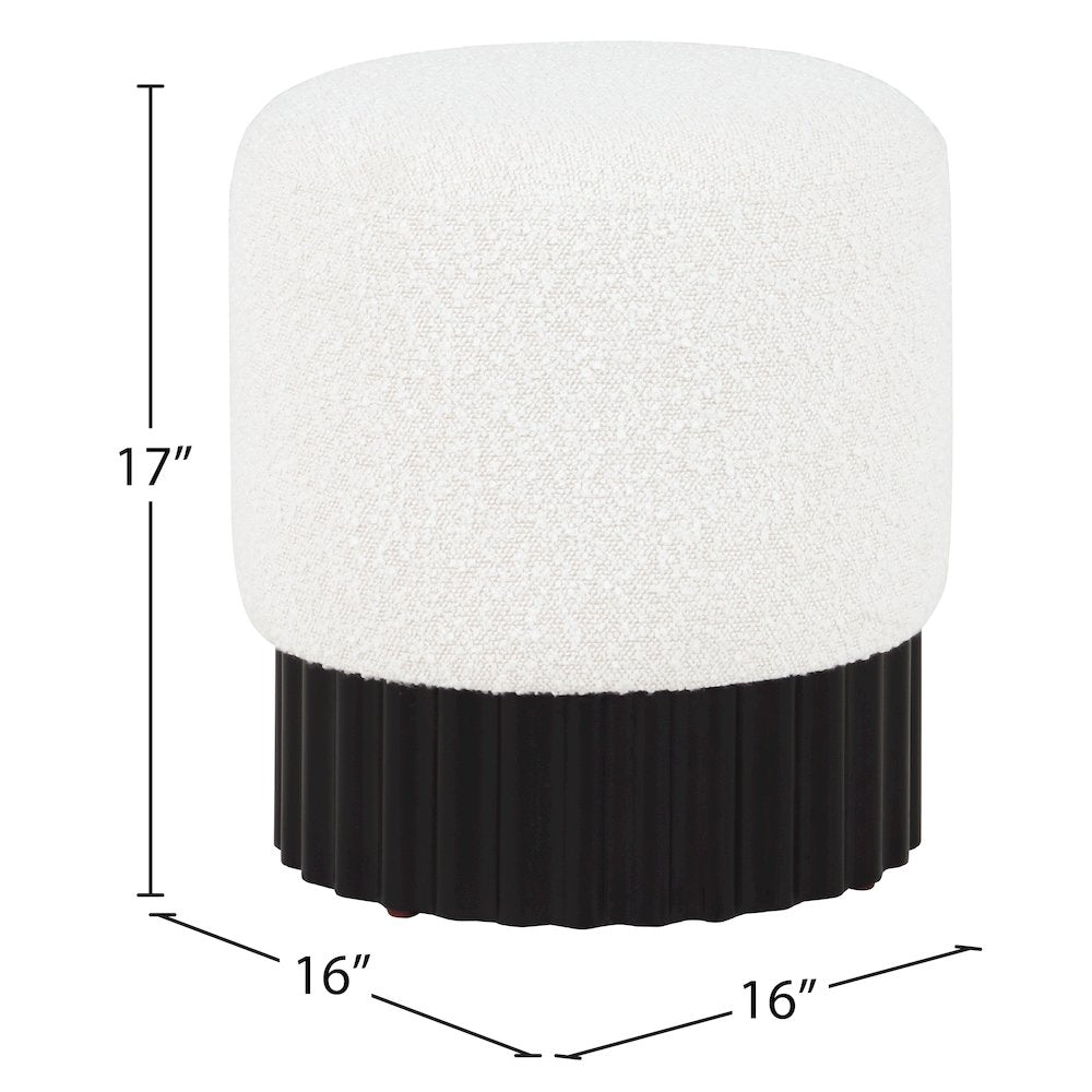 Veranda Cream Boucle Fabric Ottoman/Stool