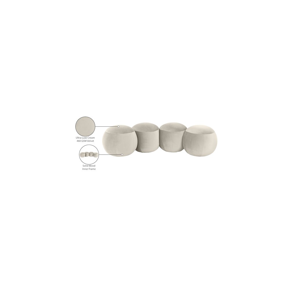 Apollo Cream Velvet Bench