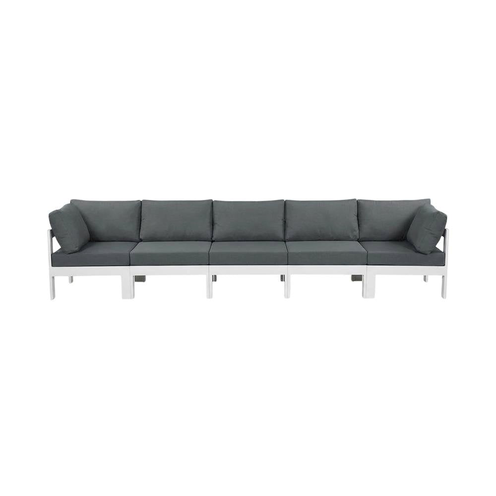 Gray Fabric Outdoor Patio Modular Sectional With Contemporary Design