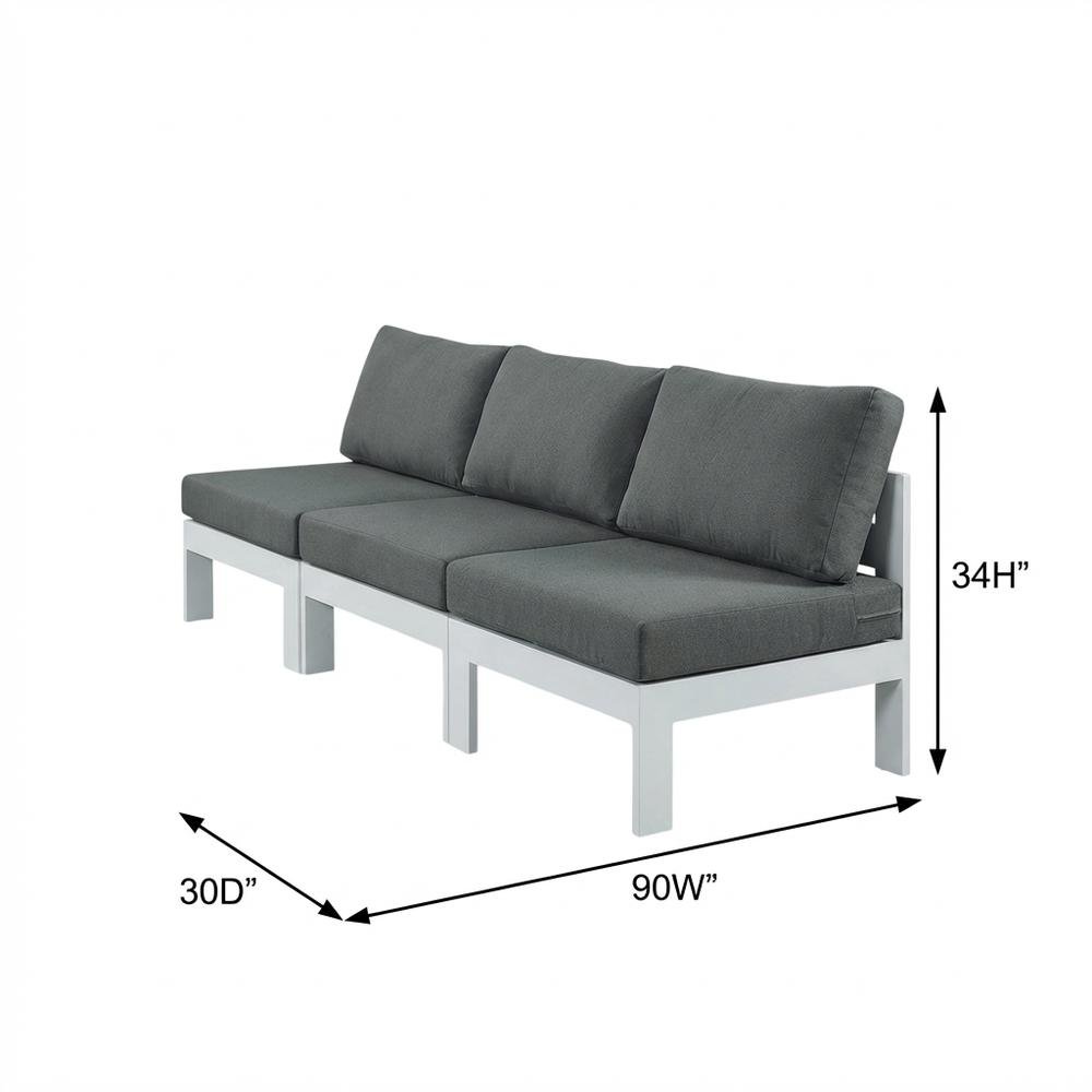 Gray Fabric Outdoor Modular Sofa With Contemporary Style And Cushioned Seats
