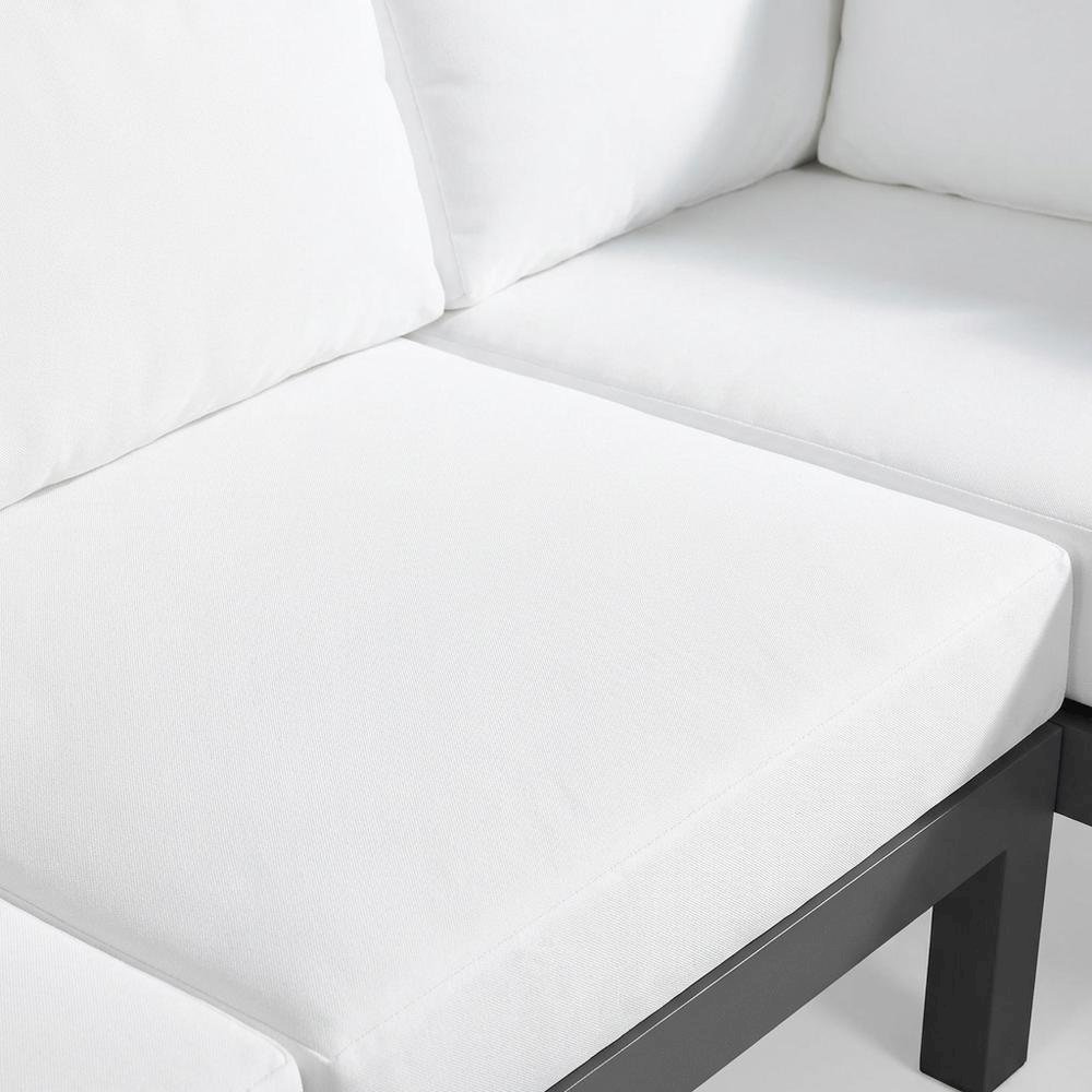 White Fabric Outdoor Modular Sectional With Contemporary Style