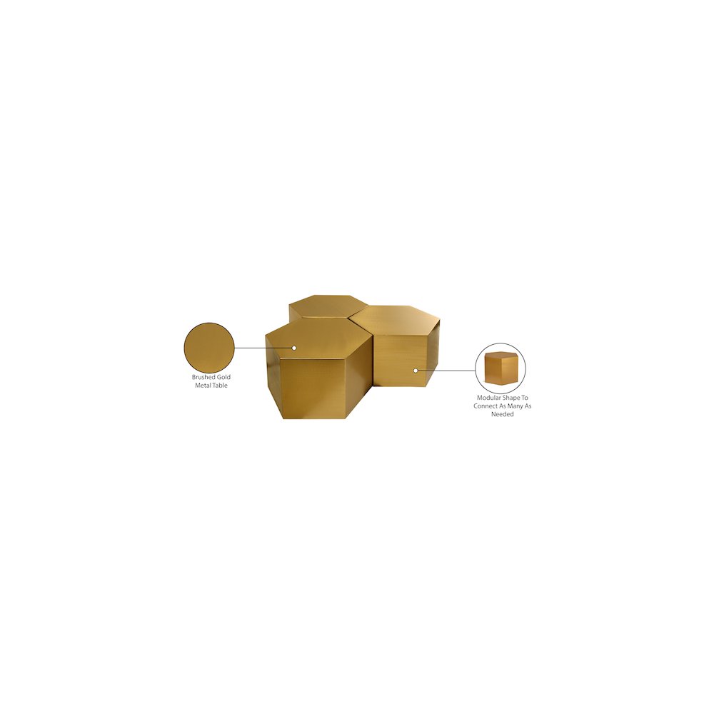 Hexagon Brushed Gold Coffee Table