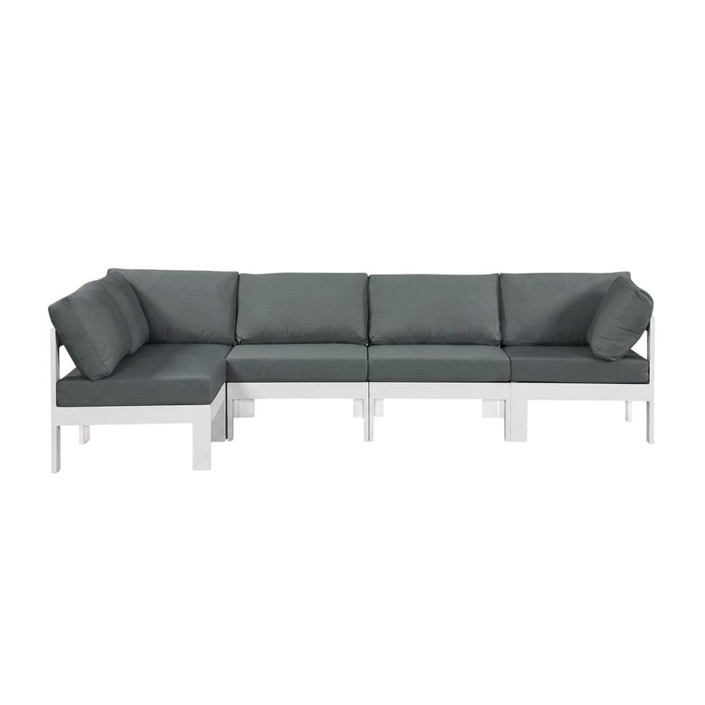 Gray Fabric Outdoor Patio Modular Sectional, Contemporary Style, Cushioned
