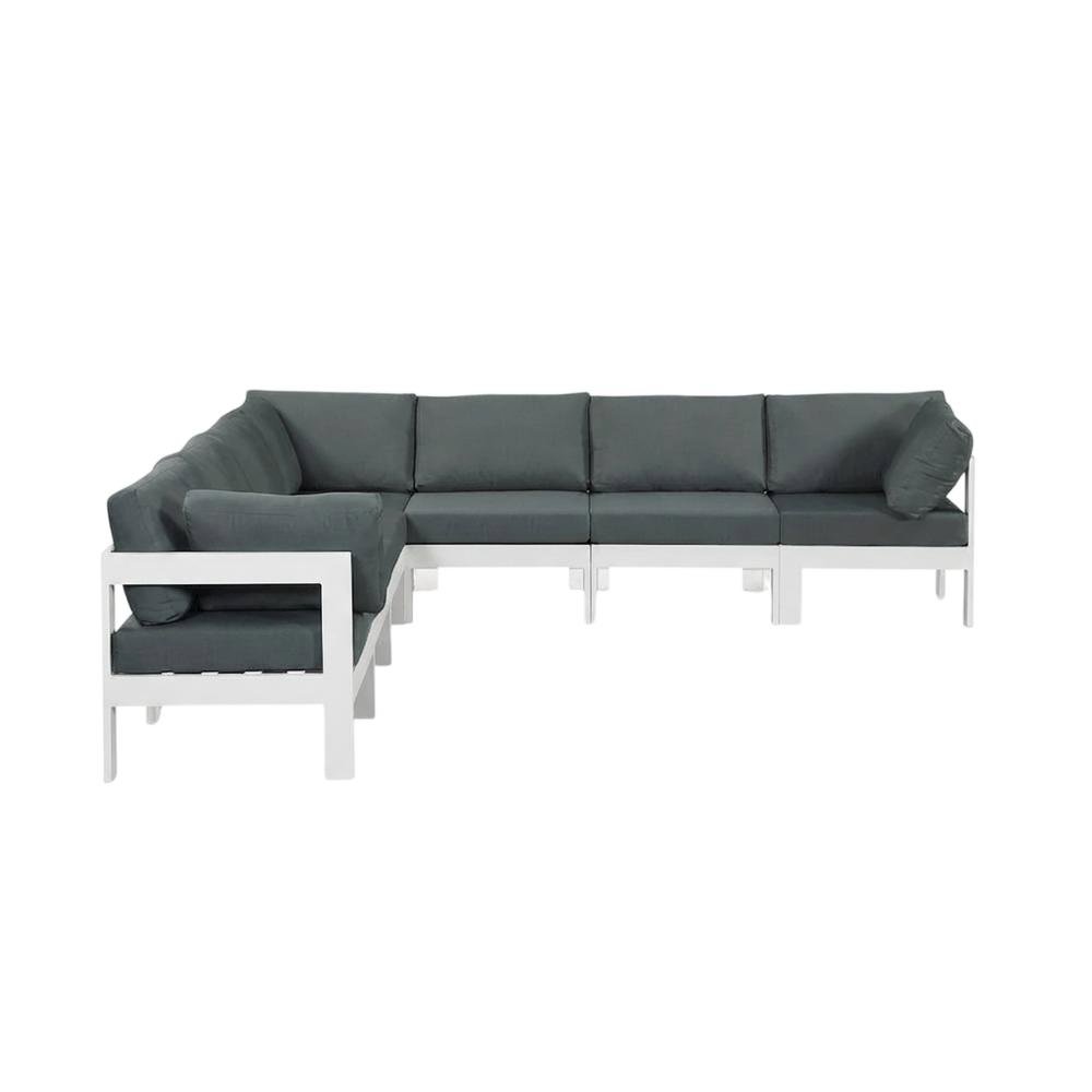 Gray Fabric Outdoor Modular Sectional For Contemporary Patio Lounge