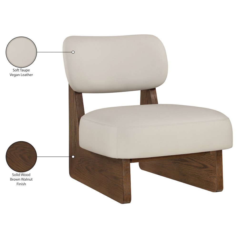 Vetra Taupe Vegan Leather Upholstered Accent Chair