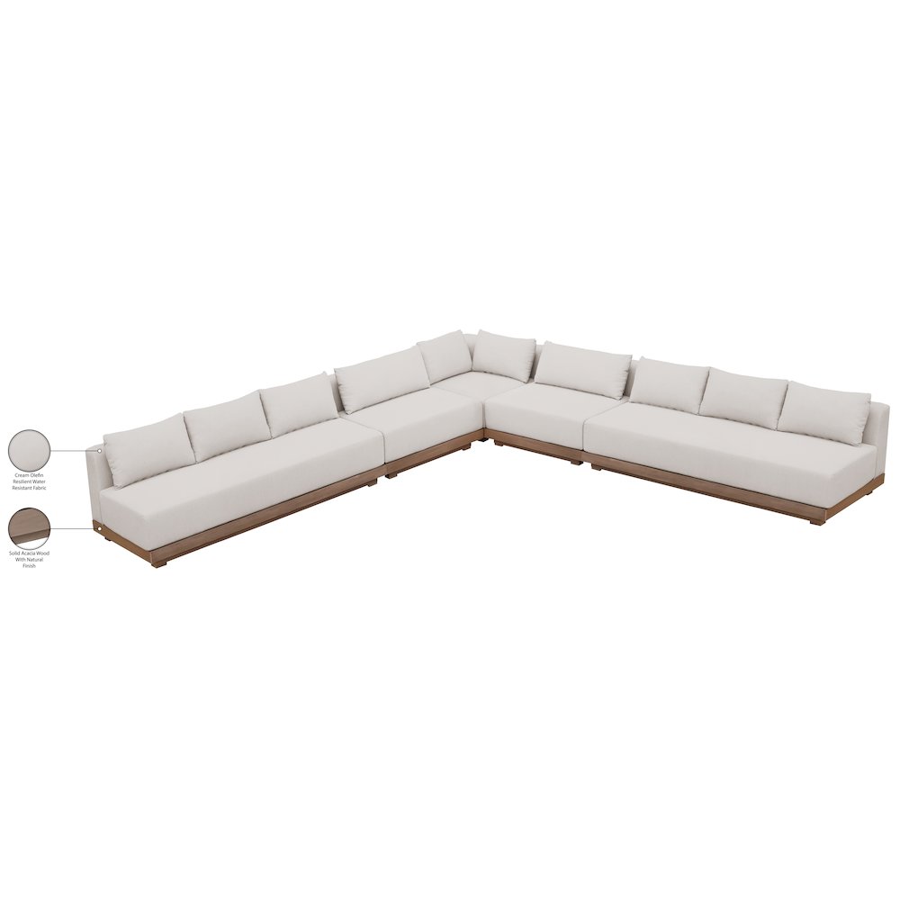 Solace Cream Olefin Performance Fabric 5pc. Outdoor Patio Modular Sectional