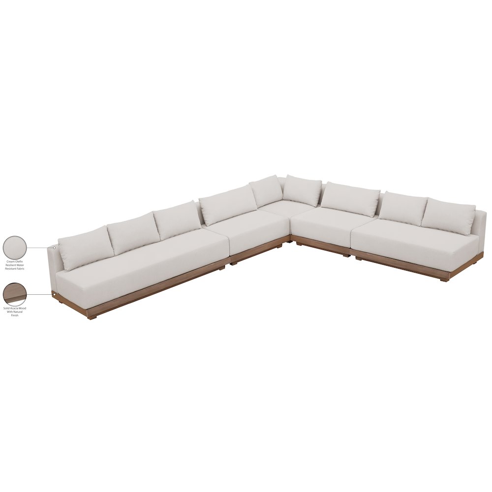 Solace Cream Olefin Performance Fabric 5pc. Outdoor Patio Modular Sectional