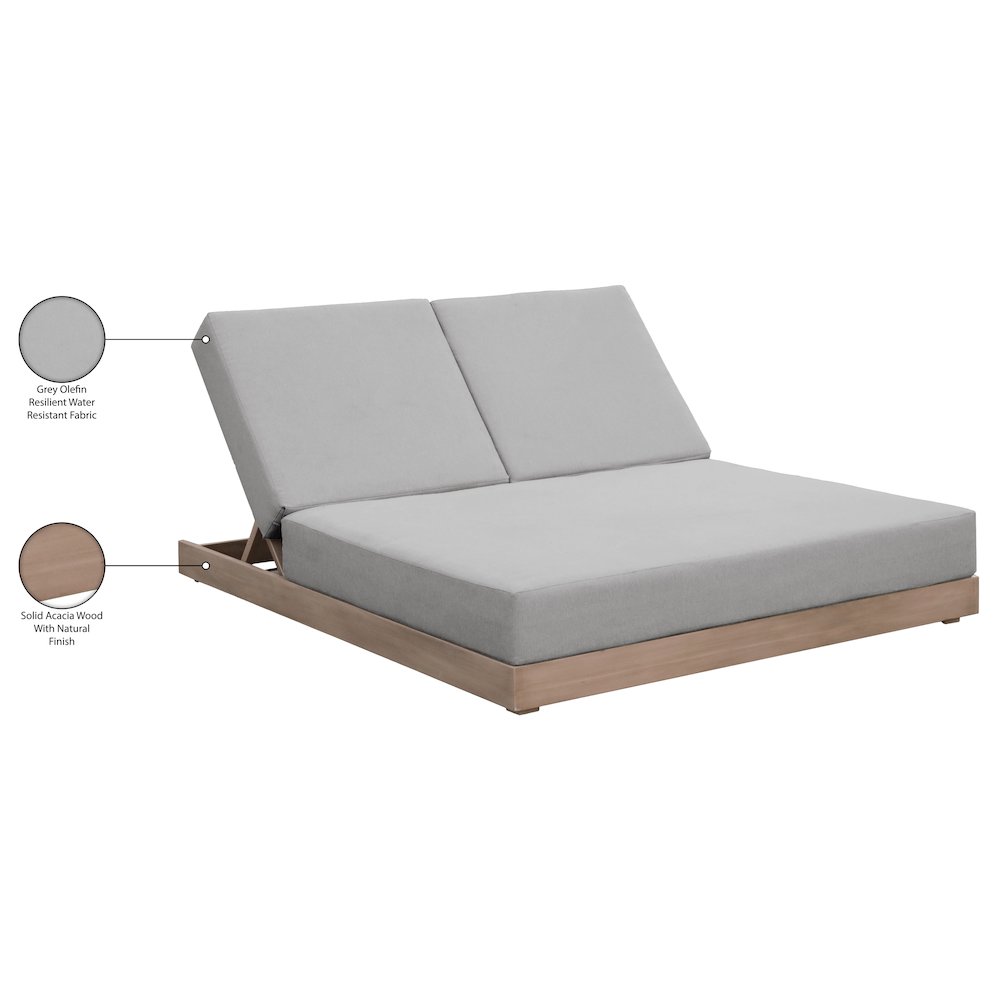 Solace Grey Olefin Performance Fabric Outdoor Patio Double Lounge Chair