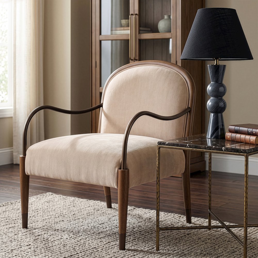 Cambria Beige Fabric Upholstered Accent Chair