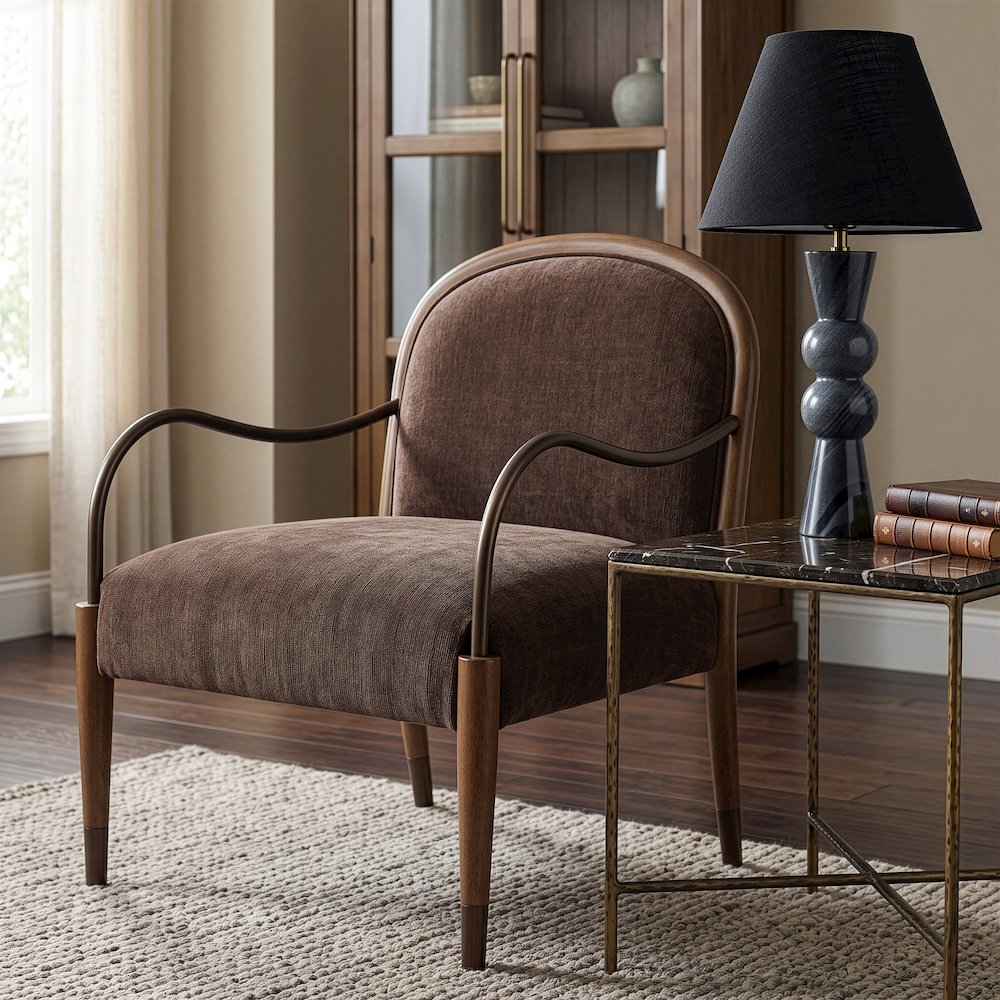 Cambria Brown Fabric Upholstered Accent Chair