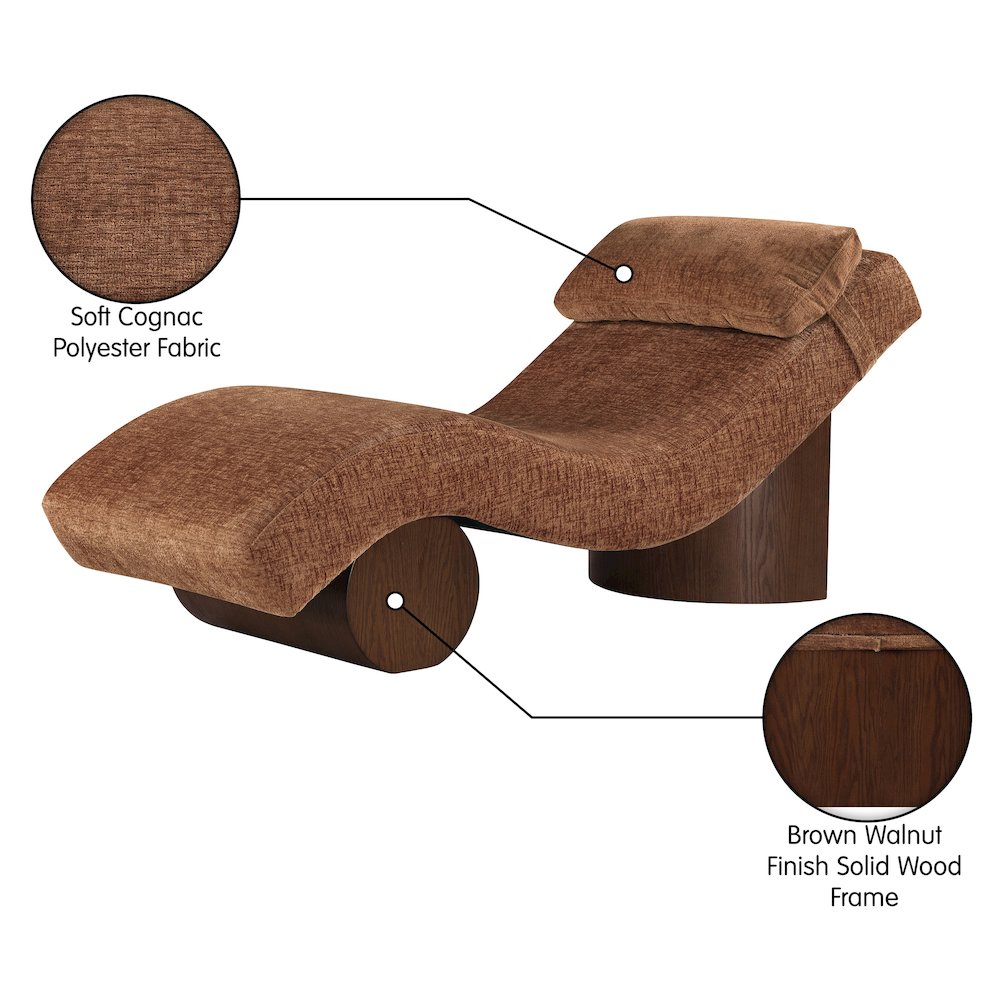 Marcella Cognac Fabric Upholstered Chaise Lounge