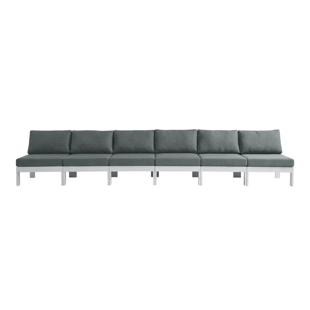 Gray Fabric Outdoor Modular Sofa With Contemporary Style And Cushioned Seating