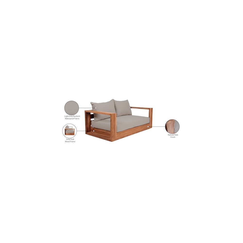Tulum Grey Water Resistant Fabric Outdoor Loveseat