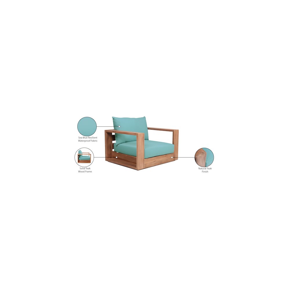Tulum Blue Water Resistant Fabric Outdoor Chair