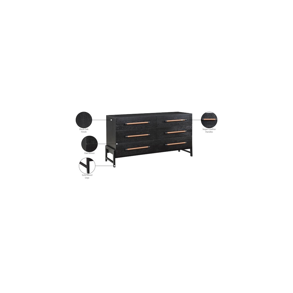 Kaya Black Vegan Leather Dresser