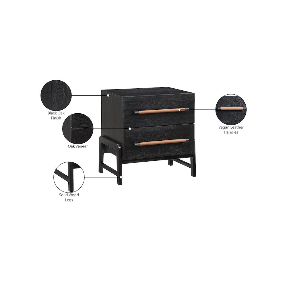 Kaya Black Vegan Leather Night Stand