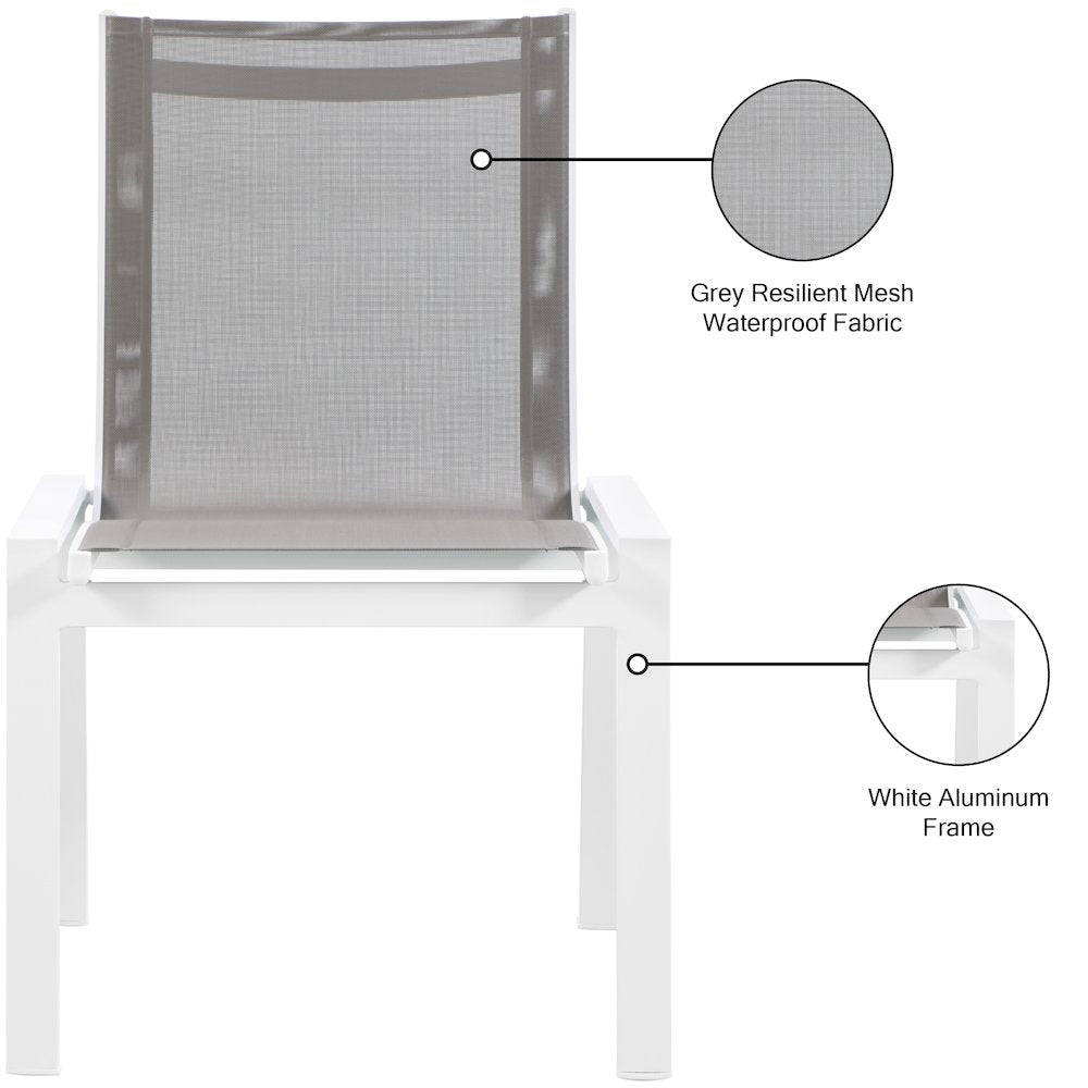 Nizuc Grey Mesh Water Resistant Fabric Outdoor Patio Dining Chair, Set of 2