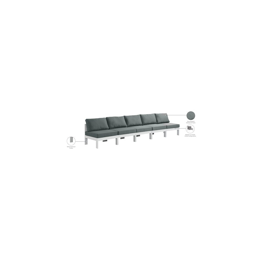 Nizuc Grey Water Resistant Fabric Outdoor Patio Modular Sofa
