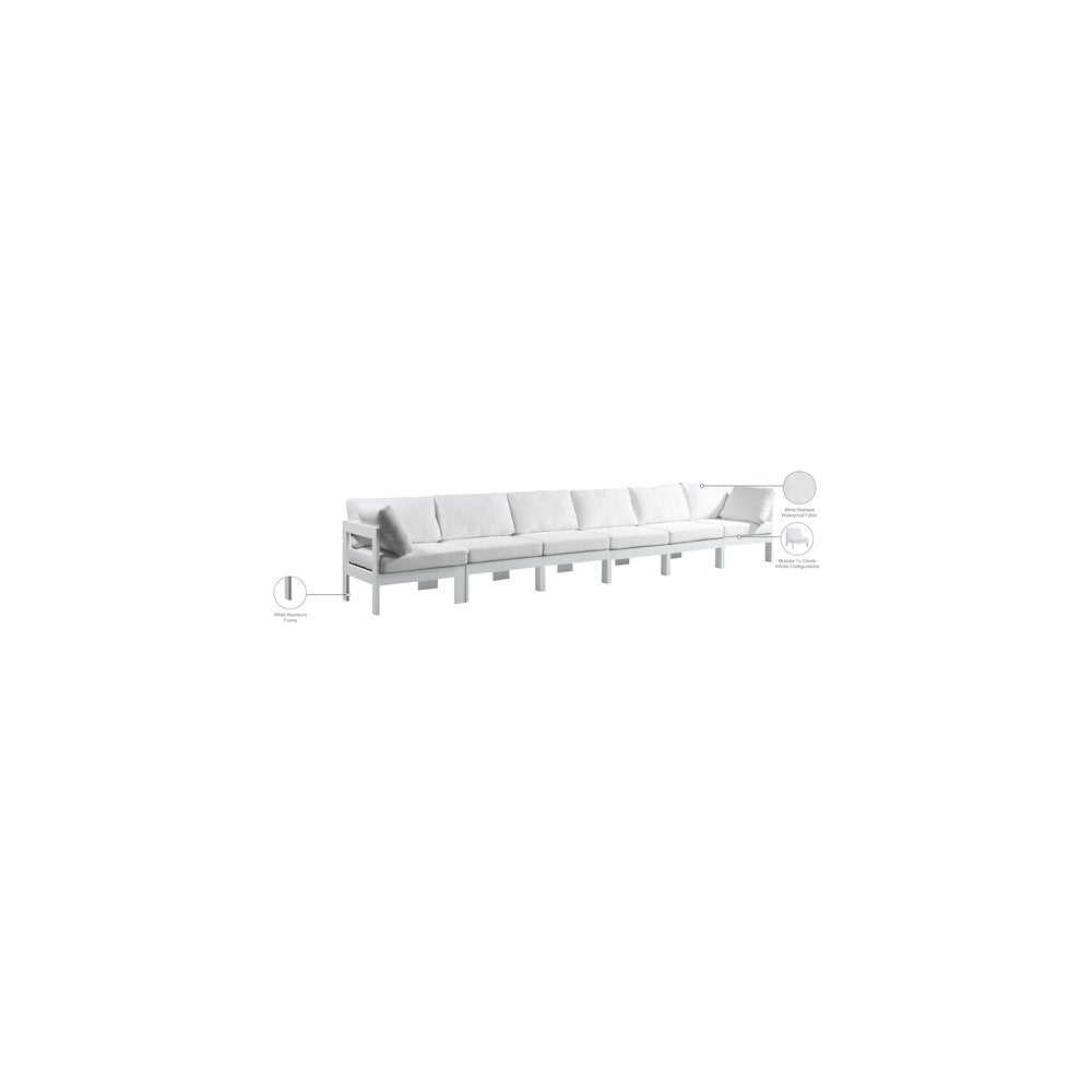 Nizuc White Water Resistant Fabric Outdoor Patio Modular Sofa