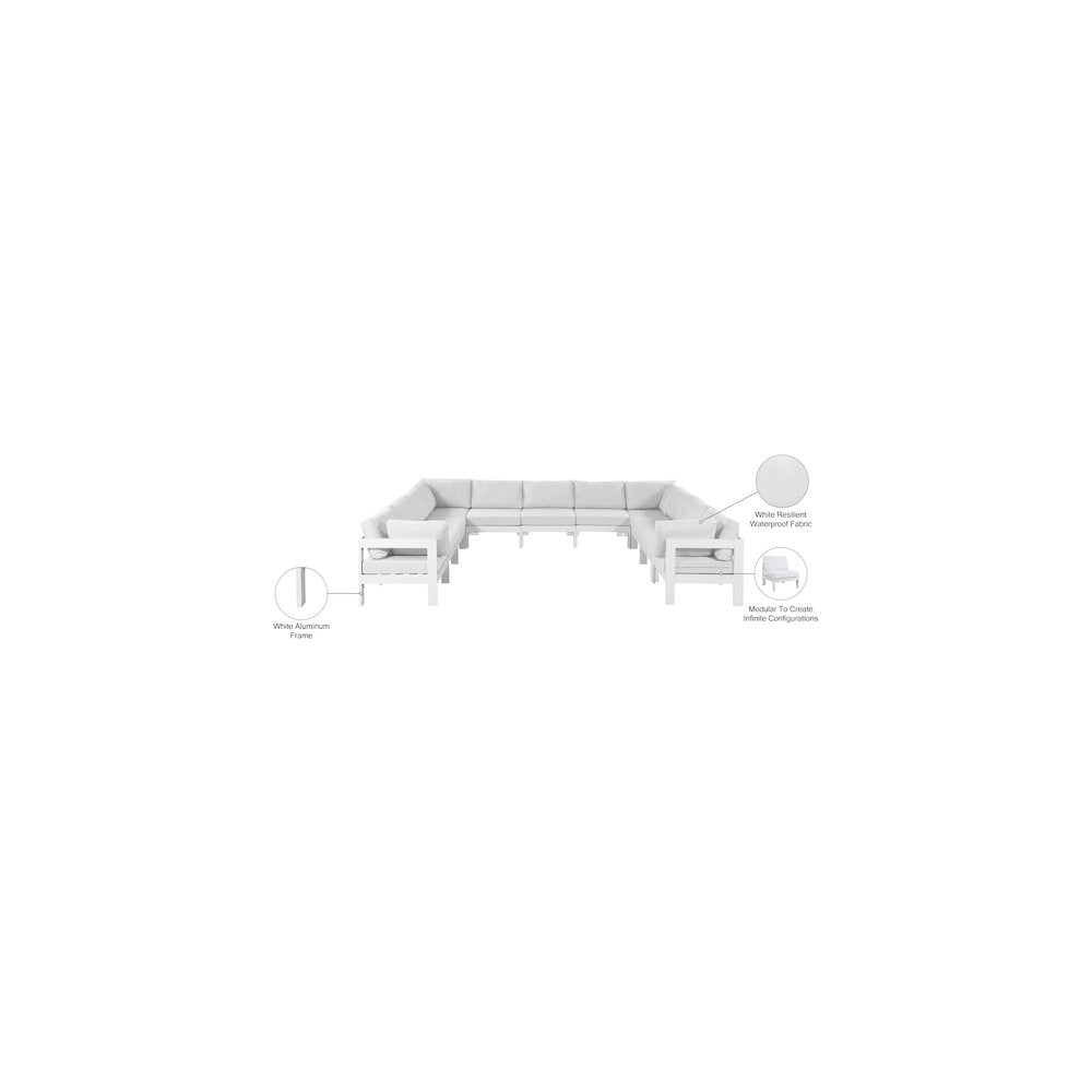 Nizuc White Water Resistant Fabric Outdoor Patio Modular Sectional