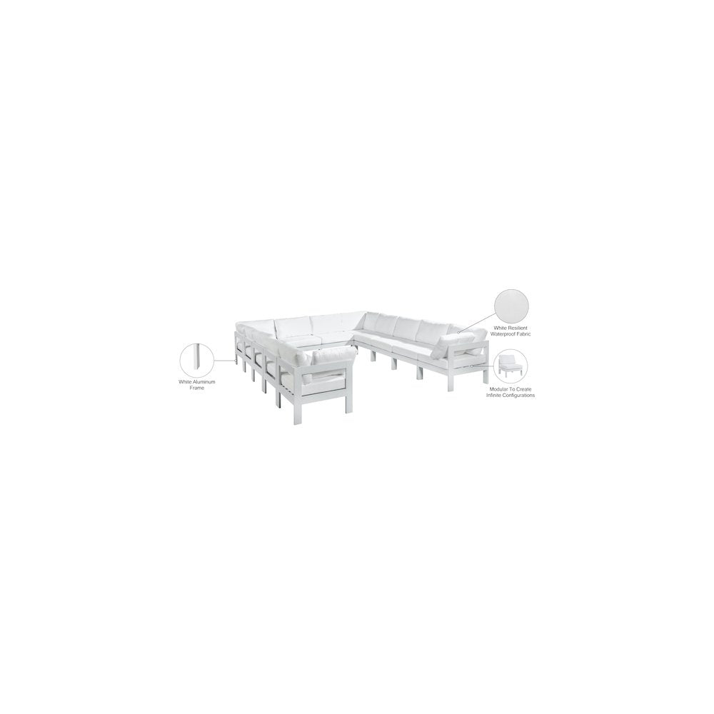 Nizuc White Water Resistant Fabric Outdoor Patio Modular Sectional