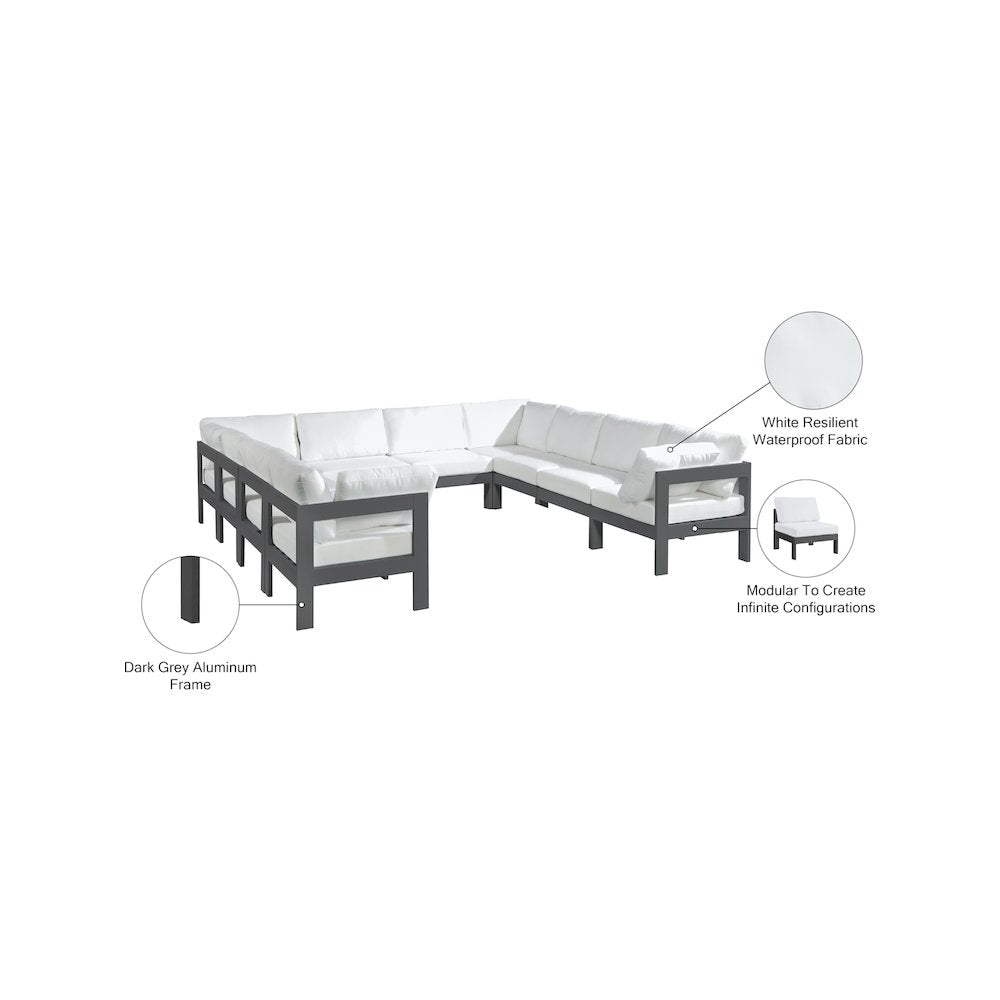 Nizuc White Water Resistant Fabric Outdoor Patio Modular Sectional