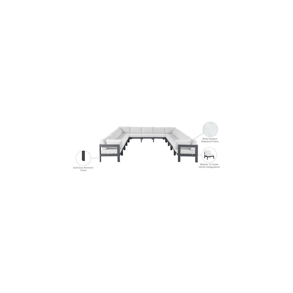 Nizuc White Water Resistant Fabric Outdoor Patio Modular Sectional
