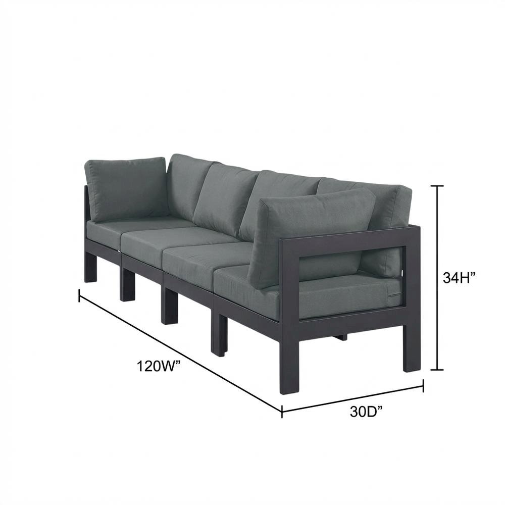 Gray Fabric Outdoor Modular Sofa With Contemporary Style And Cushioned Seating
