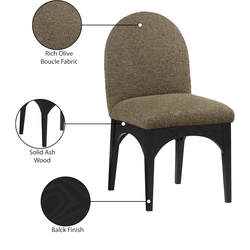 Waldorf Olive Boucle Fabric Dining Chair