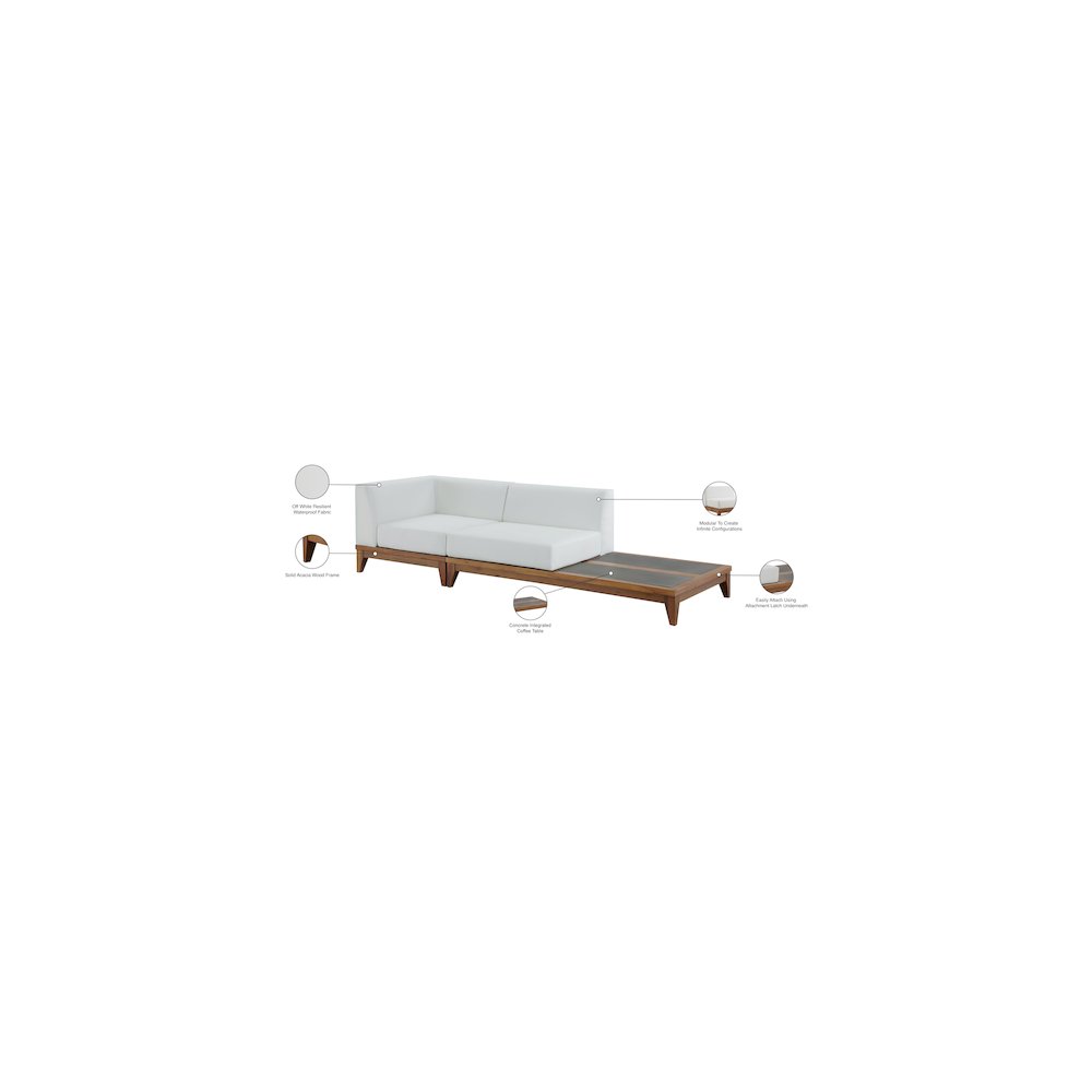 Rio Off White Water Resistant Fabric Outdoor Patio Modular Sofa