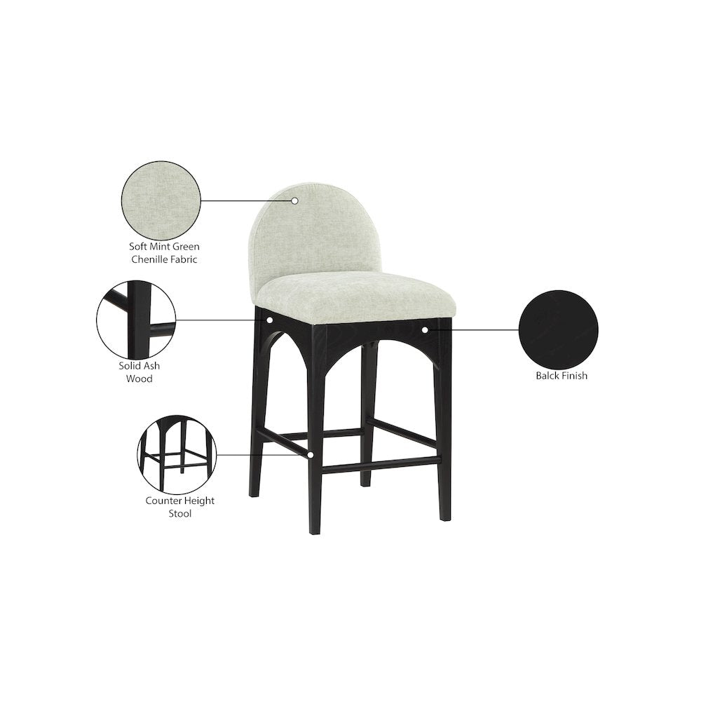 Waldorf Mint Chenille Fabric Stool