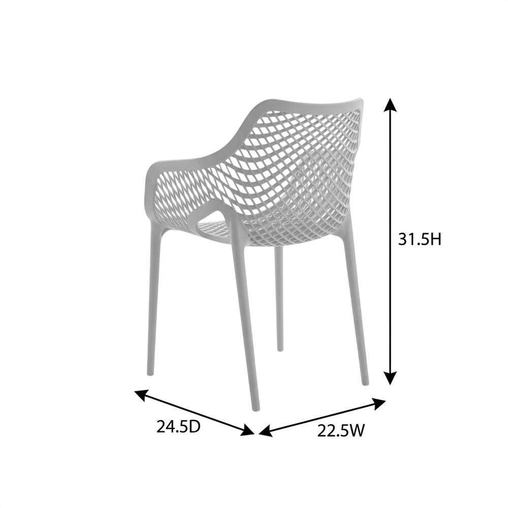 Gray Outdoor Patio Dining Chairs Set Of 4 With Armrests And Uv-Resistant Finish